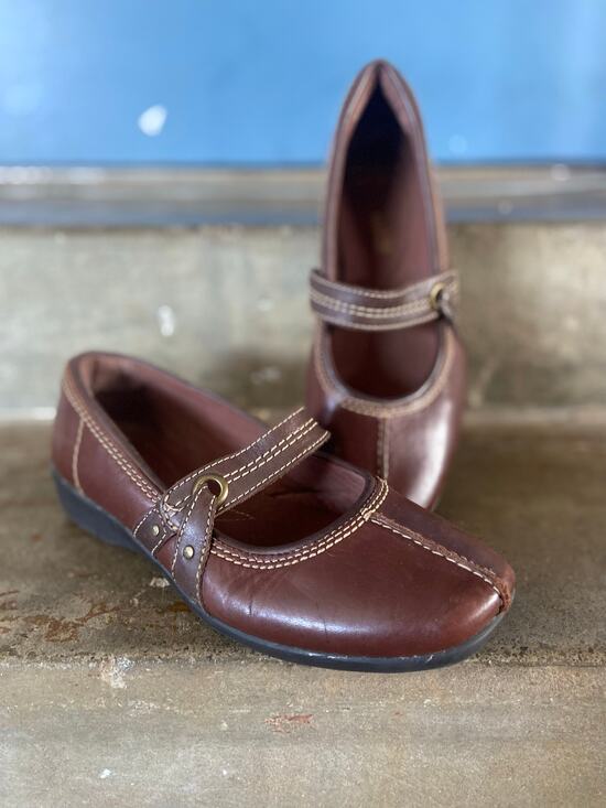 Clarks Shoes - Clarks brown leather Haydn Maize slip on Mary Jane